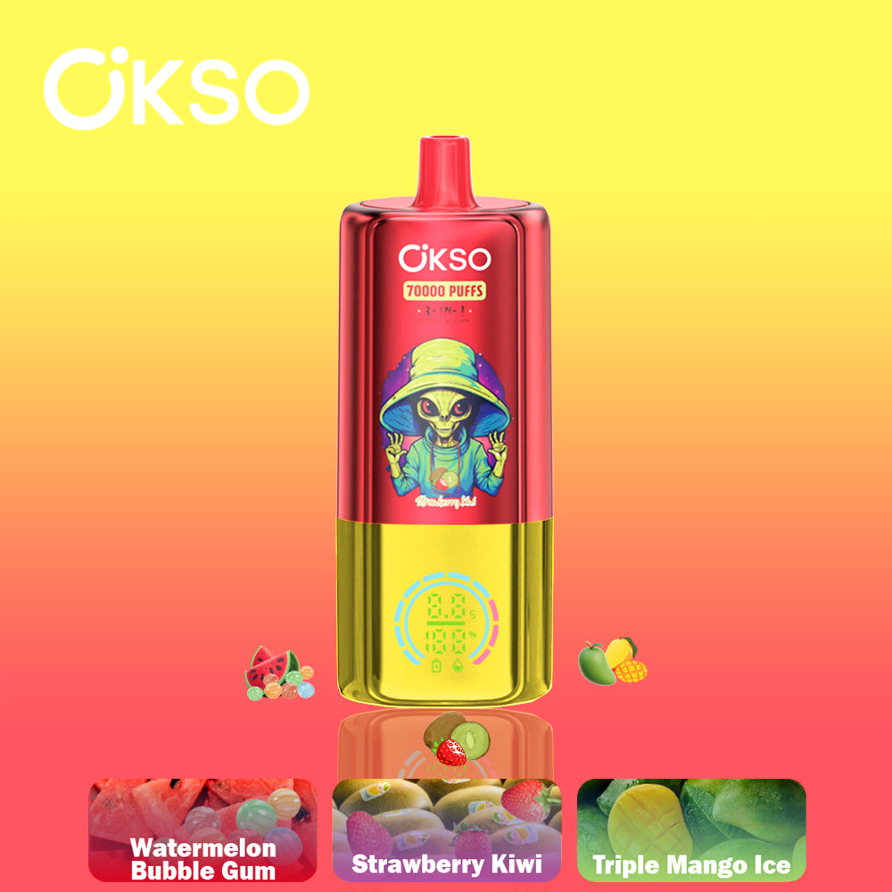 OKSO 70K Disposable Vape - 70K Puffs, 3-in-1 Rechargeable, LED Screen