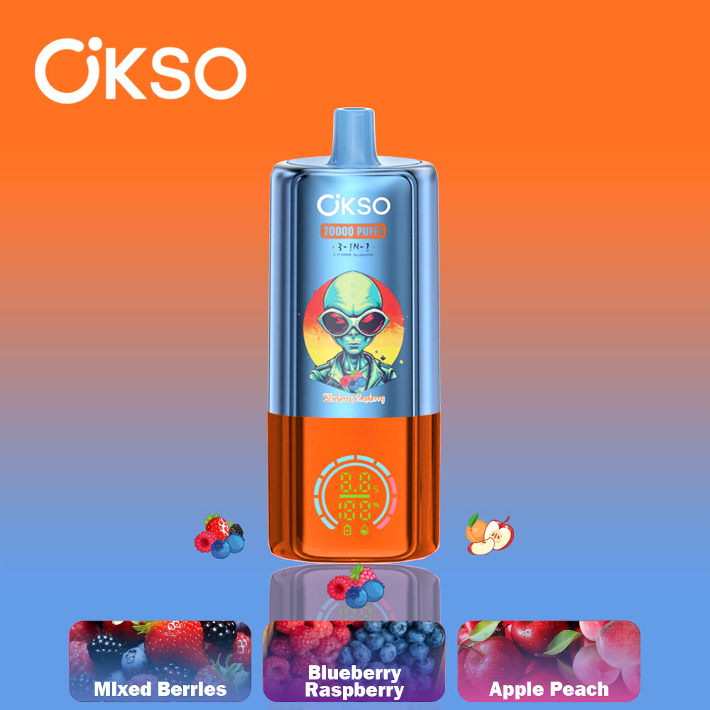 OKSO 70K Disposable Vape - 70K Puffs, 3-in-1 Rechargeable, LED Screen