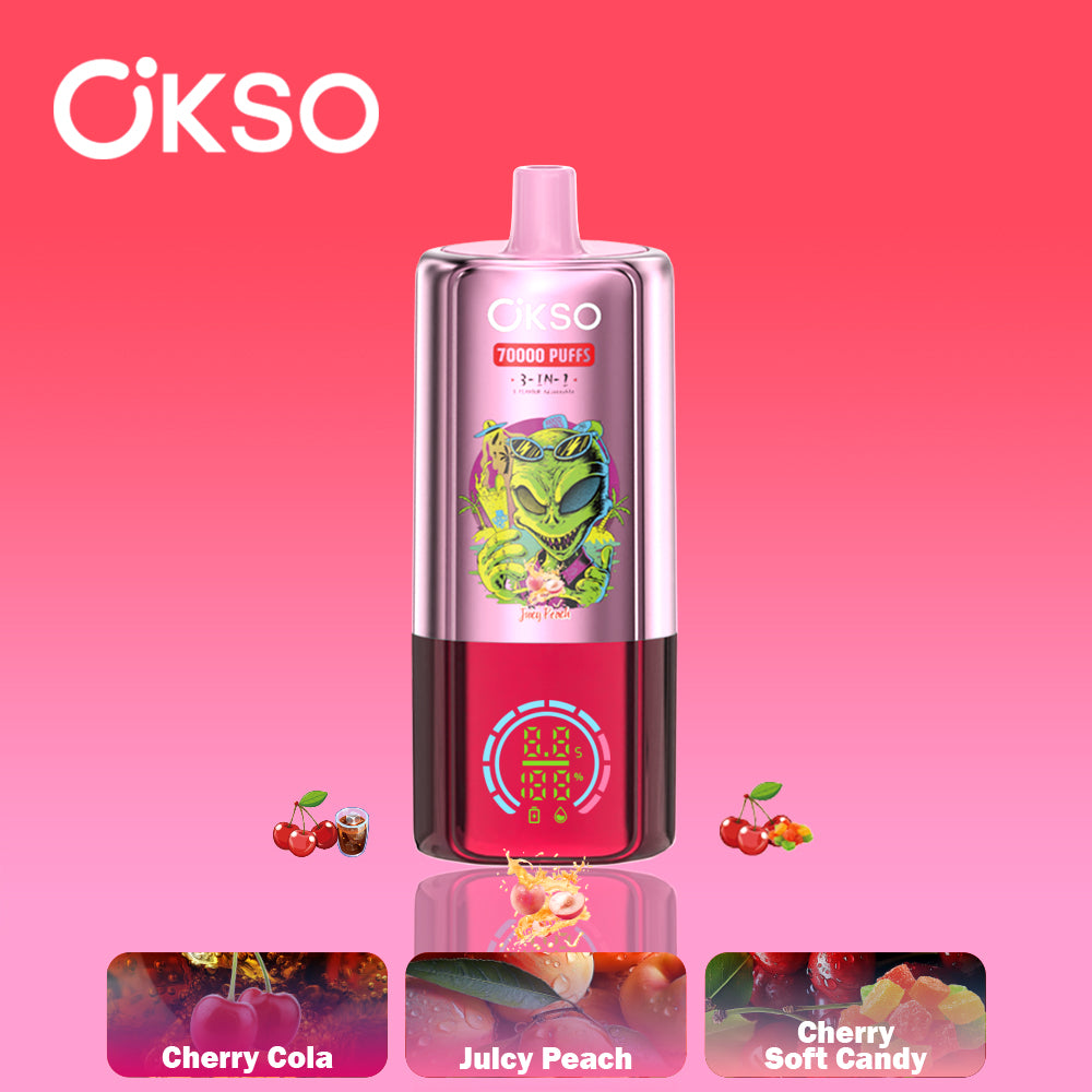 OKSO 70K Disposable Vape - 70K Puffs, 3-in-1 Rechargeable, LED Screen
