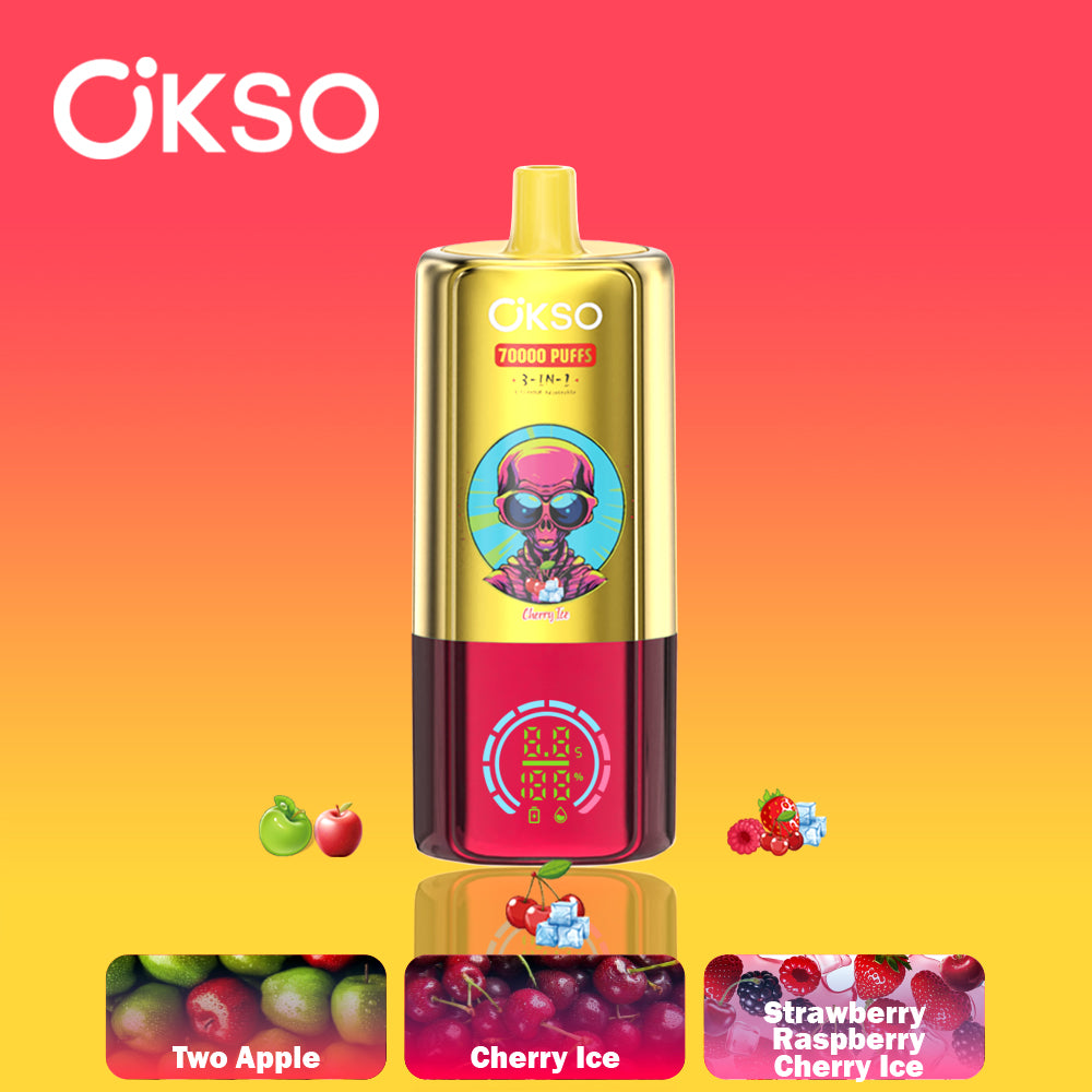 OKSO 70K Disposable Vape - 70K Puffs, 3-in-1 Rechargeable, LED Screen