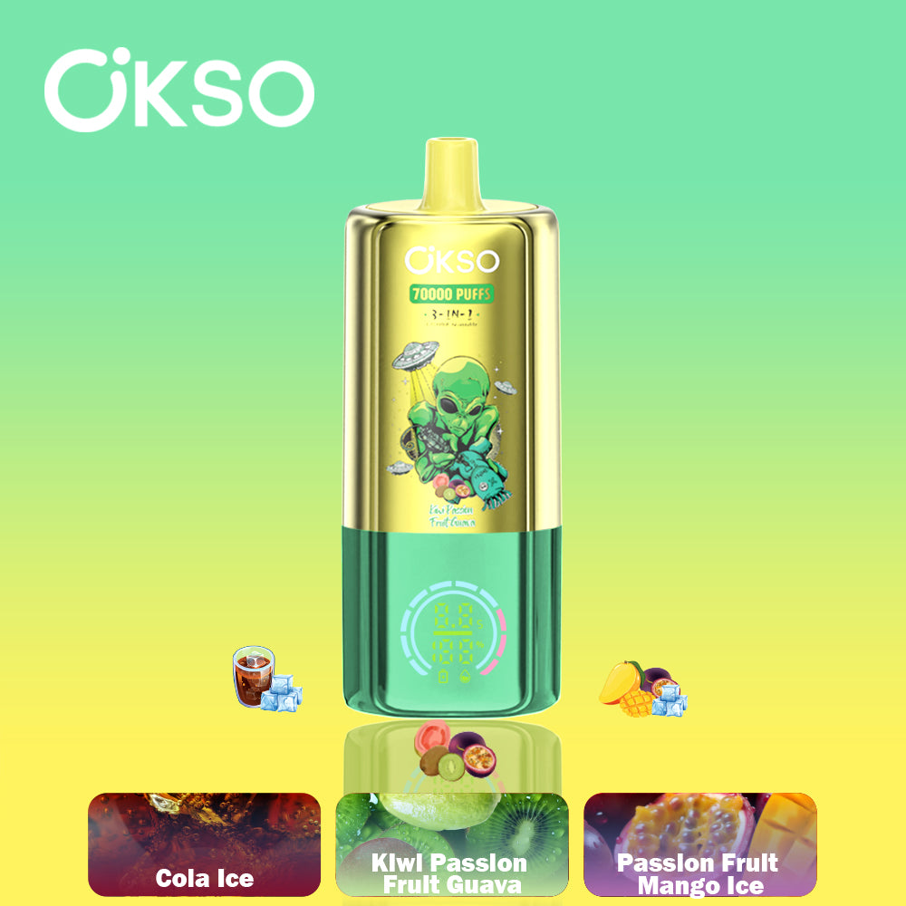 OKSO 70K Disposable Vape - 70K Puffs, 3-in-1 Rechargeable, LED Screen