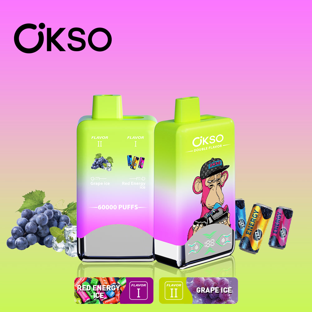OKSO 60000 60K Puffs Double Flavors LED Screen Disposable Vape 2 in 1 Electronic Cigarette Wholesale