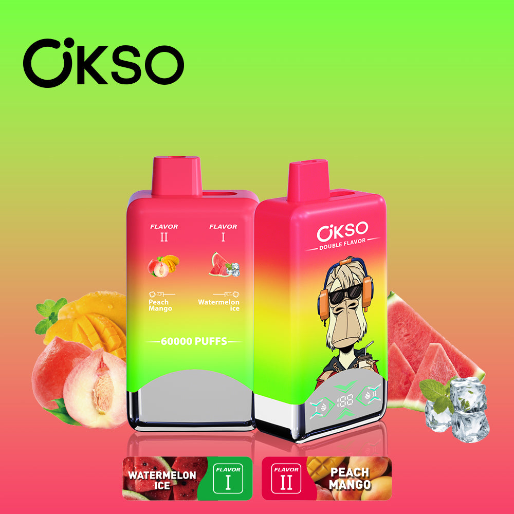OKSO 60000 60K Puffs Double Flavors LED Screen Disposable Vape 2 in 1 Electronic Cigarette Wholesale
