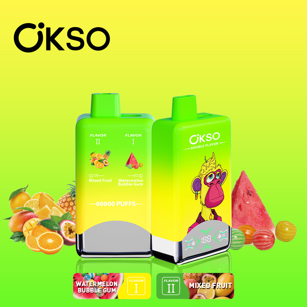 OKSO 60000 60K Puffs Double Flavors LED Screen Disposable Vape 2 in 1 Electronic Cigarette Wholesale