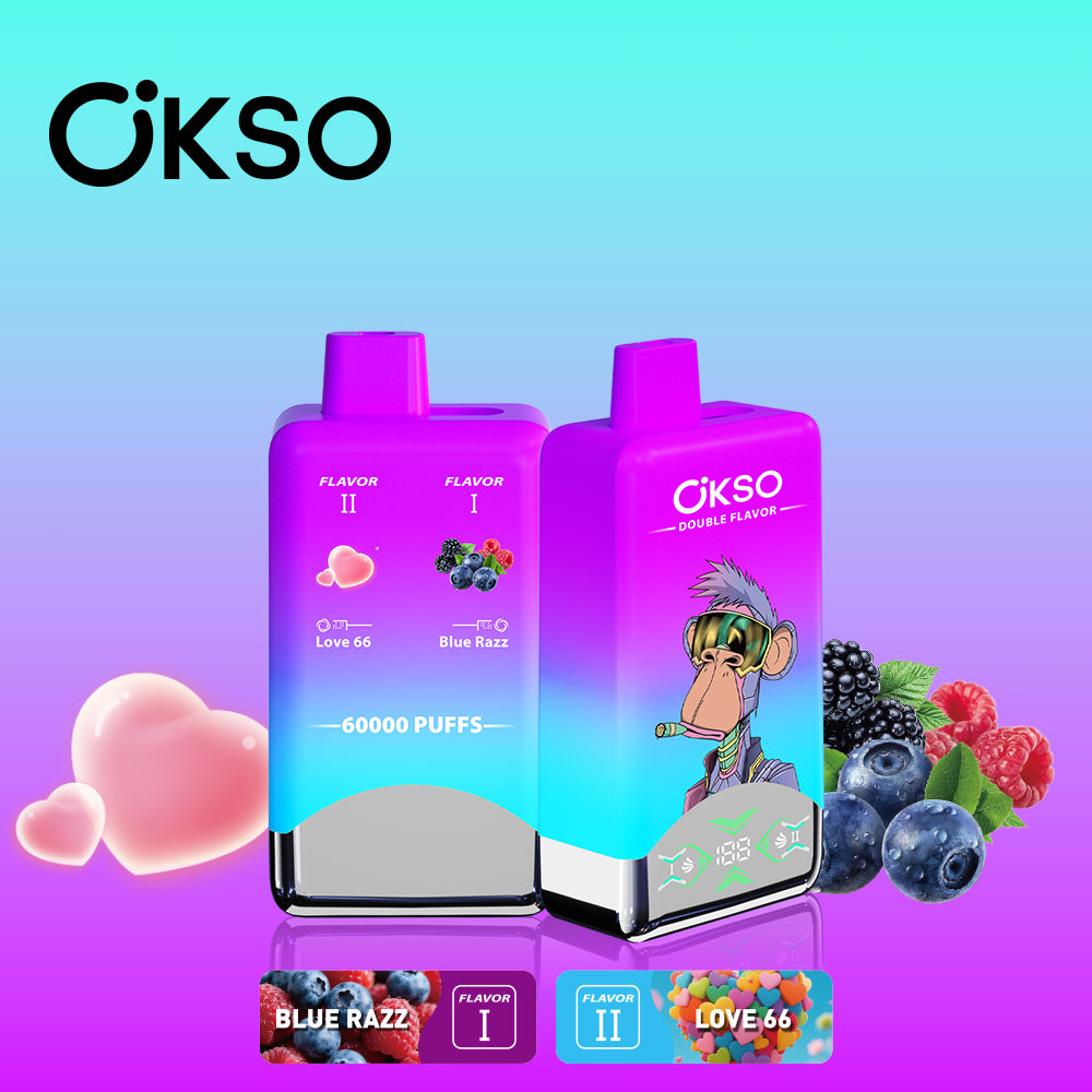 OKSO 60000 60K Puffs Double Flavors LED Screen Disposable Vape 2 in 1 Electronic Cigarette Wholesale