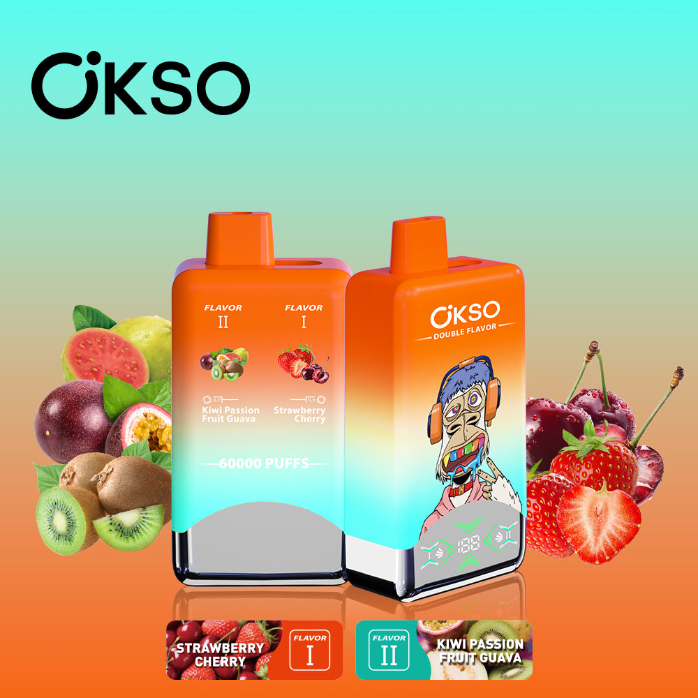 OKSO 60000 60K Puffs Double Flavors LED Screen Disposable Vape 2 in 1 Electronic Cigarette Wholesale