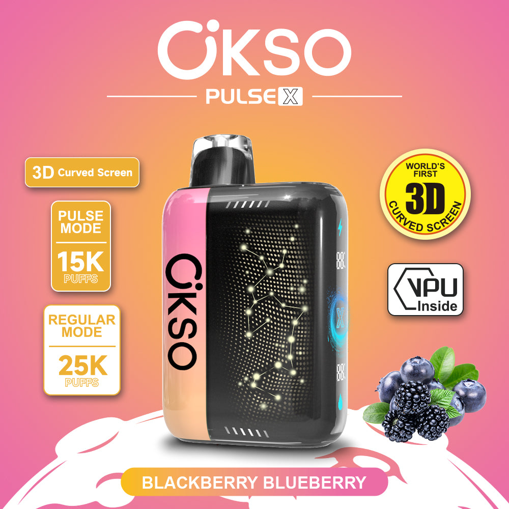OKSO Pulse X 15000 25000 Puffs Disposable Vape Puff 15k 25k Double Mode 3D Curved Screen Prefilled Pod