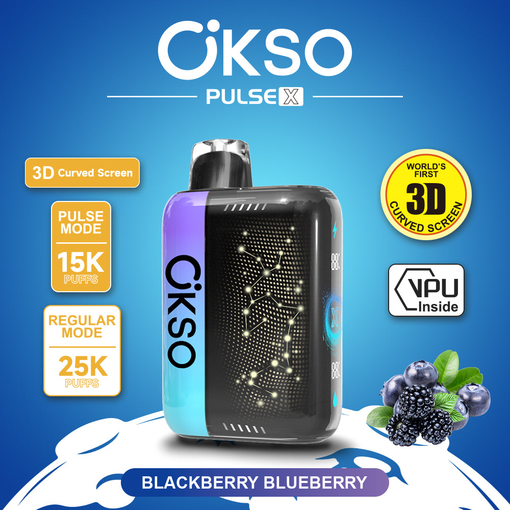 OKSO Pulse X 15000 25000 Puffs Disposable Vape Puff 15k 25k Double Mode 3D Curved Screen Prefilled Pod