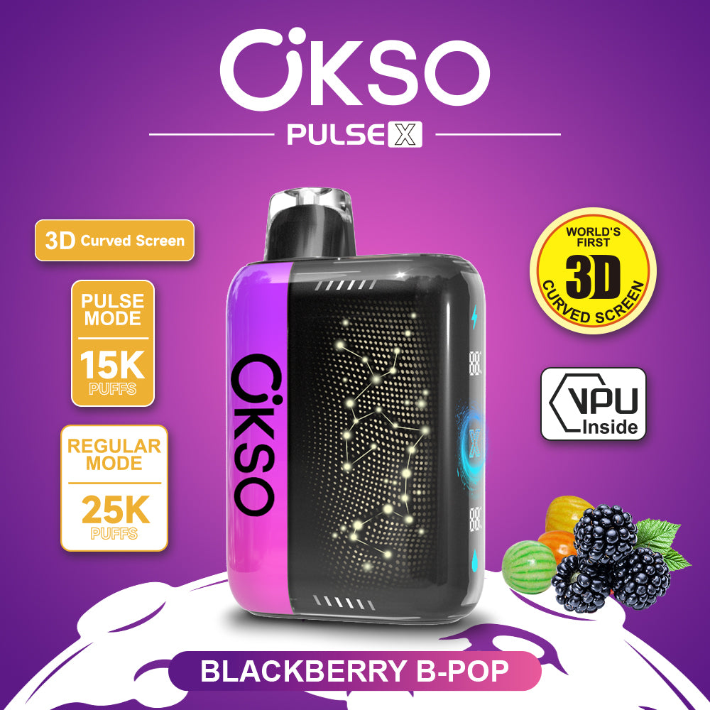 OKSO Pulse X 15000 25000 Puffs Disposable Vape Puff 15k 25k Double Mode 3D Curved Screen Prefilled Pod
