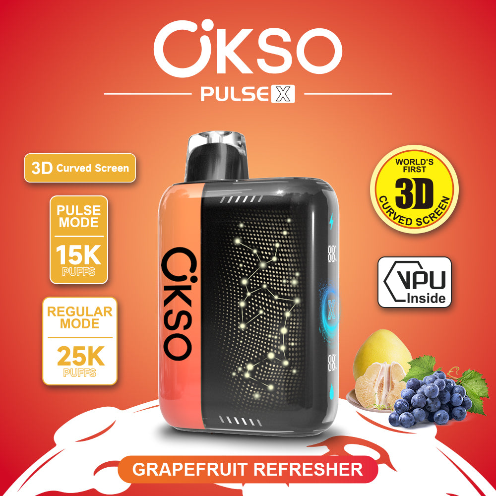 OKSO Pulse X 15000 25000 Puffs Disposable Vape Puff 15k 25k Double Mode 3D Curved Screen Prefilled Pod