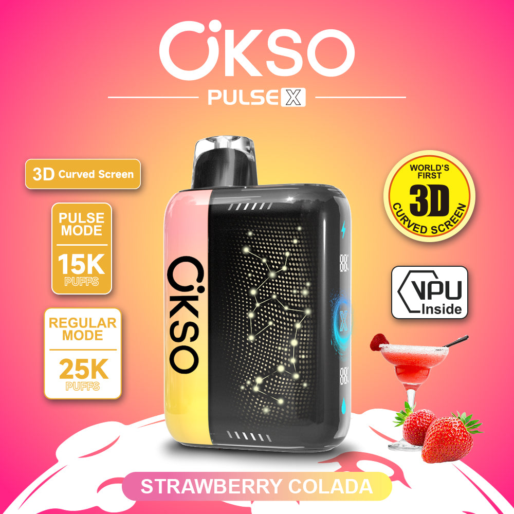 OKSO Pulse X 15000 25000 Puffs Disposable Vape Puff 15k 25k Double Mode 3D Curved Screen Prefilled Pod