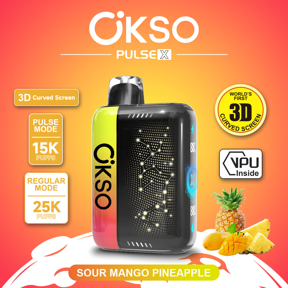 OKSO Pulse X 15000 25000 Puffs Disposable Vape Puff 15k 25k Double Mode 3D Curved Screen Prefilled Pod