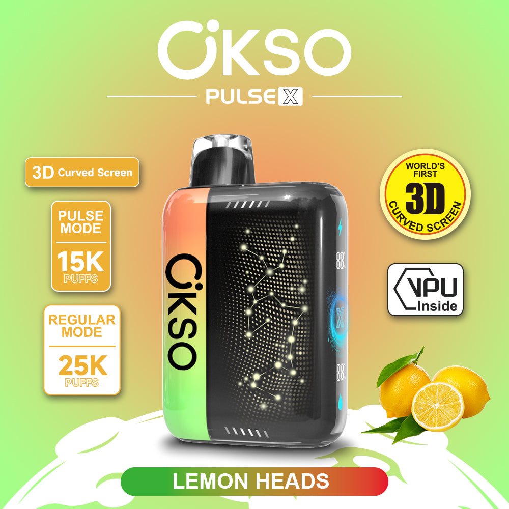 OKSO Pulse X 15000 25000 Puffs Disposable Vape Puff 15k 25k Double Mode 3D Curved Screen Prefilled Pod