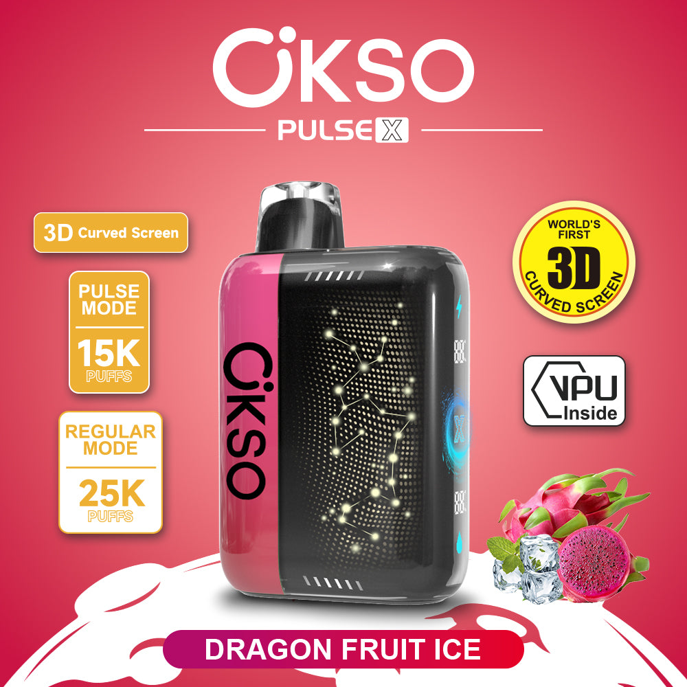 OKSO Pulse X 15000 25000 Puffs Disposable Vape Puff 15k 25k Double Mode 3D Curved Screen Prefilled Pod