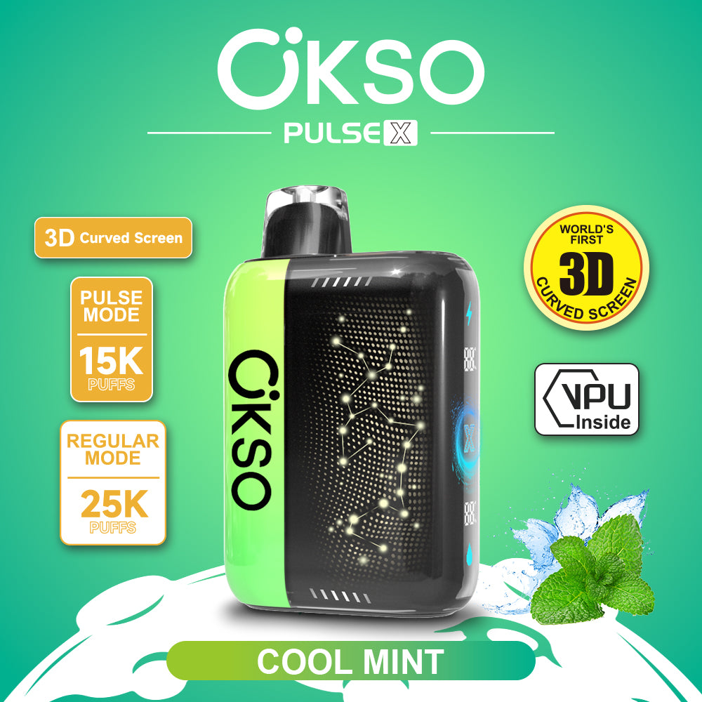 OKSO Pulse X 15000 25000 Puffs Disposable Vape Puff 15k 25k Double Mode 3D Curved Screen Prefilled Pod