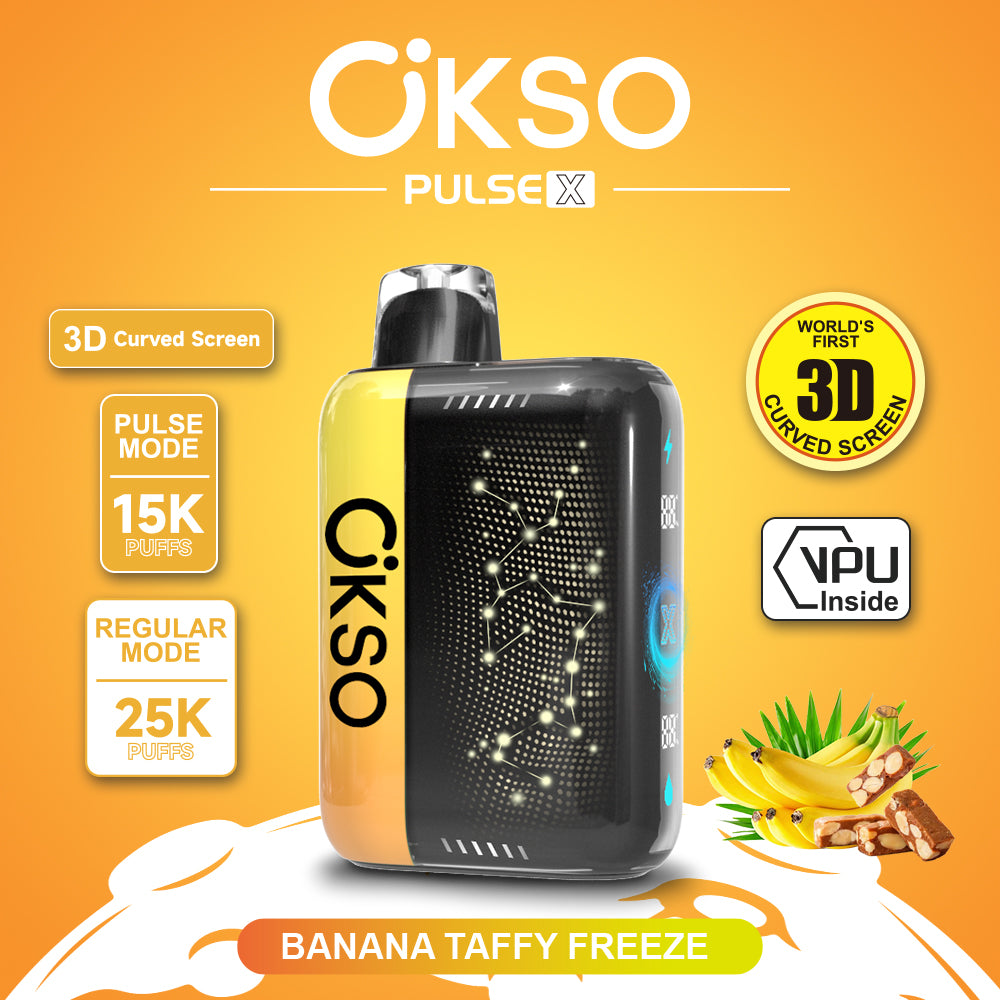 OKSO Pulse X 15000 25000 Puffs Disposable Vape Puff 15k 25k Double Mode 3D Curved Screen Prefilled Pod