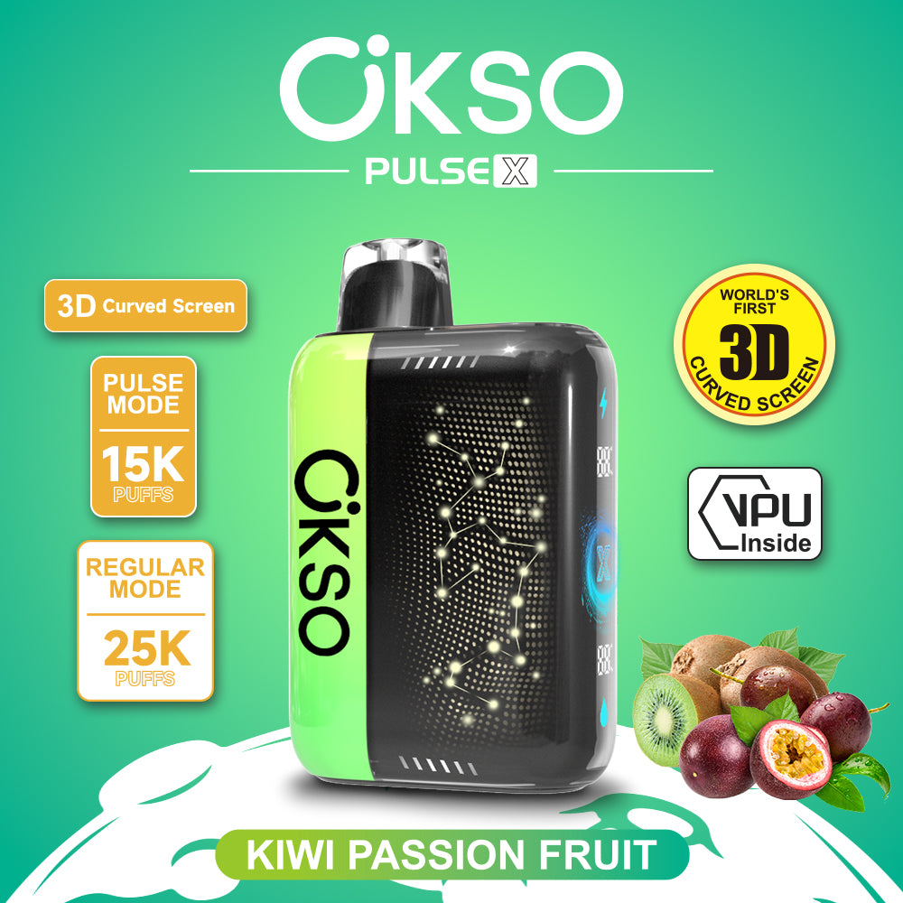 OKSO Pulse X 15000 25000 Puffs Disposable Vape Puff 15k 25k Double Mode 3D Curved Screen Prefilled Pod