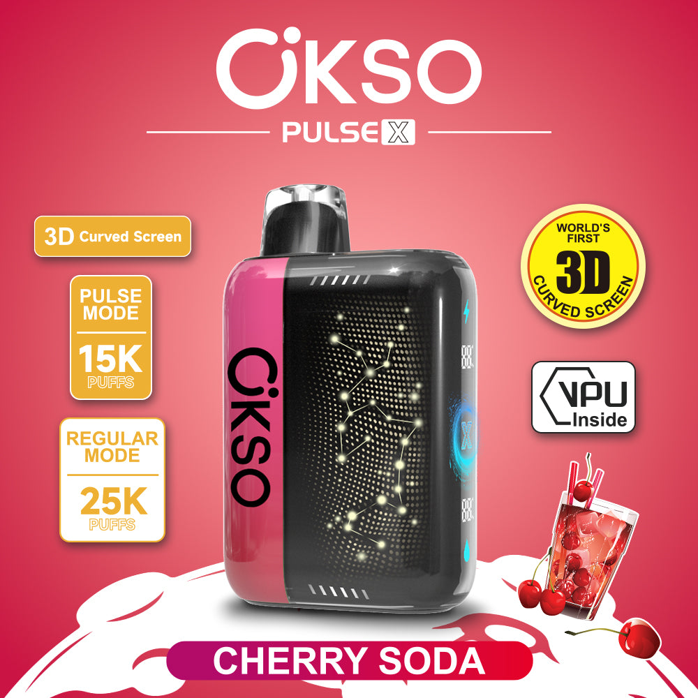 OKSO Pulse X 15000 25000 Puffs Disposable Vape Puff 15k 25k Double Mode 3D Curved Screen Prefilled Pod