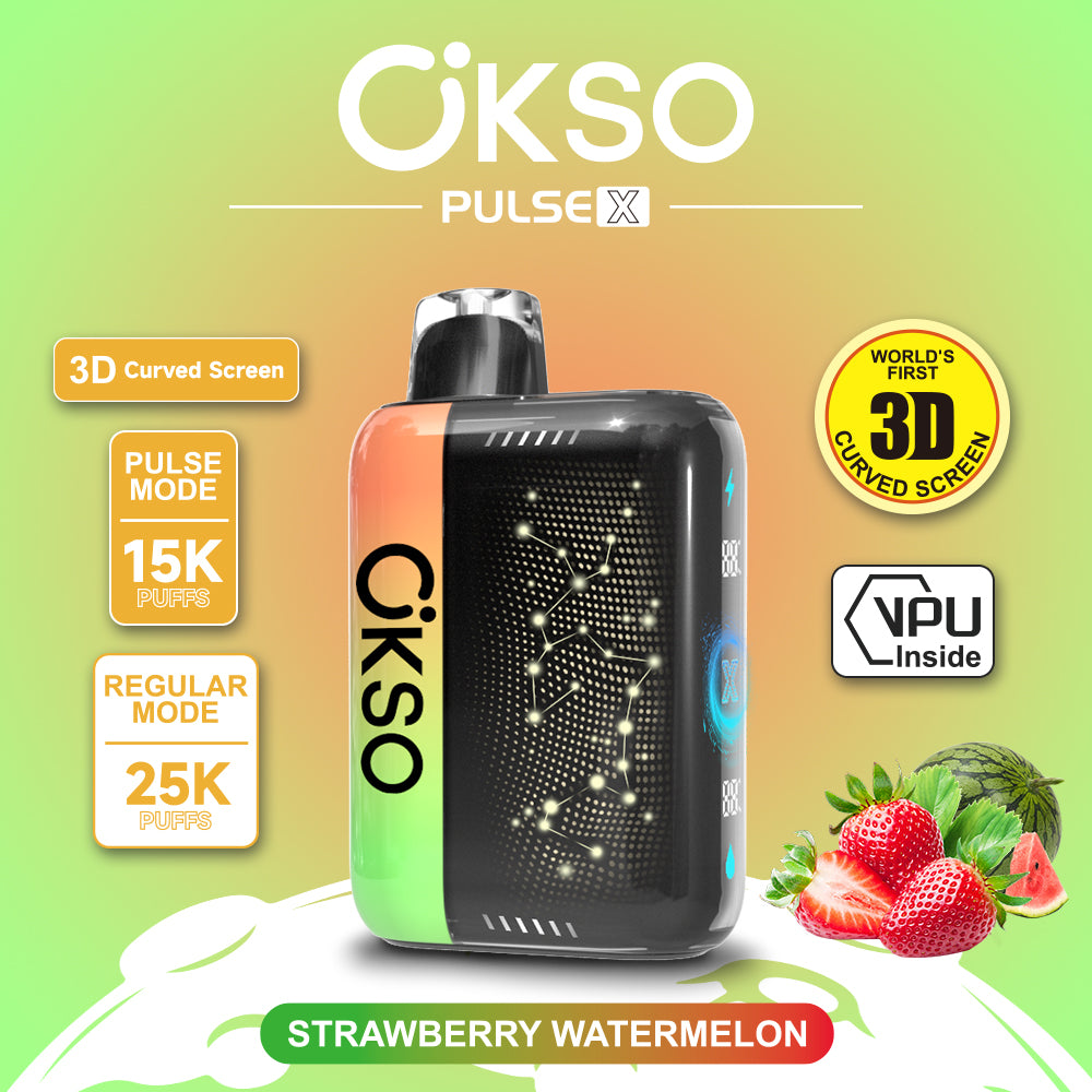 OKSO Pulse X 15000 25000 Puffs Disposable Vape Puff 15k 25k Double Mode 3D Curved Screen Prefilled Pod
