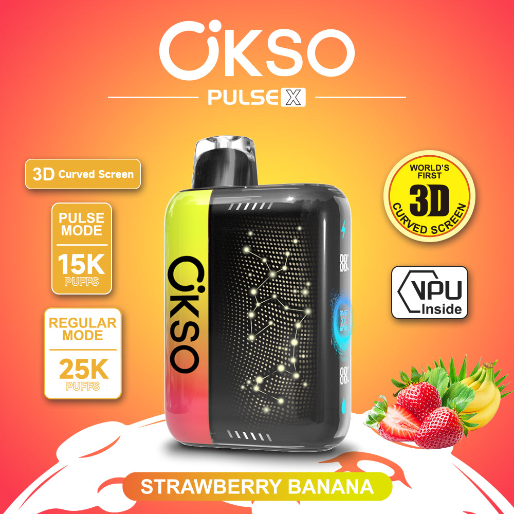 OKSO Pulse X 15000 25000 Puffs Disposable Vape Puff 15k 25k Double Mode 3D Curved Screen Prefilled Pod