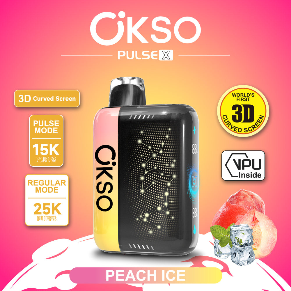OKSO Pulse X 15000 25000 Puffs Disposable Vape Puff 15k 25k Double Mode 3D Curved Screen Prefilled Pod