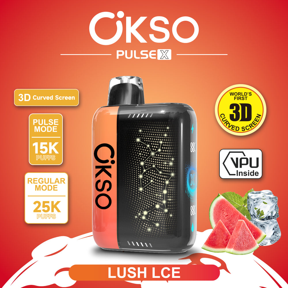 OKSO Pulse X 15000 25000 Puffs Disposable Vape Puff 15k 25k Double Mode 3D Curved Screen Prefilled Pod