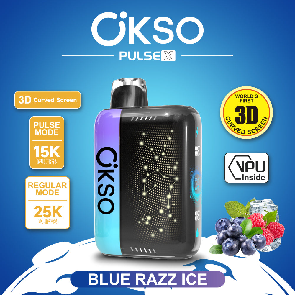 OKSO Pulse X 15000 25000 Puffs Disposable Vape Puff 15k 25k Double Mode 3D Curved Screen Prefilled Pod