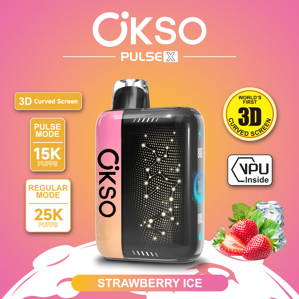 OKSO Pulse X 15000 25000 Puffs Disposable Vape Puff 15k 25k Double Mode 3D Curved Screen Prefilled Pod
