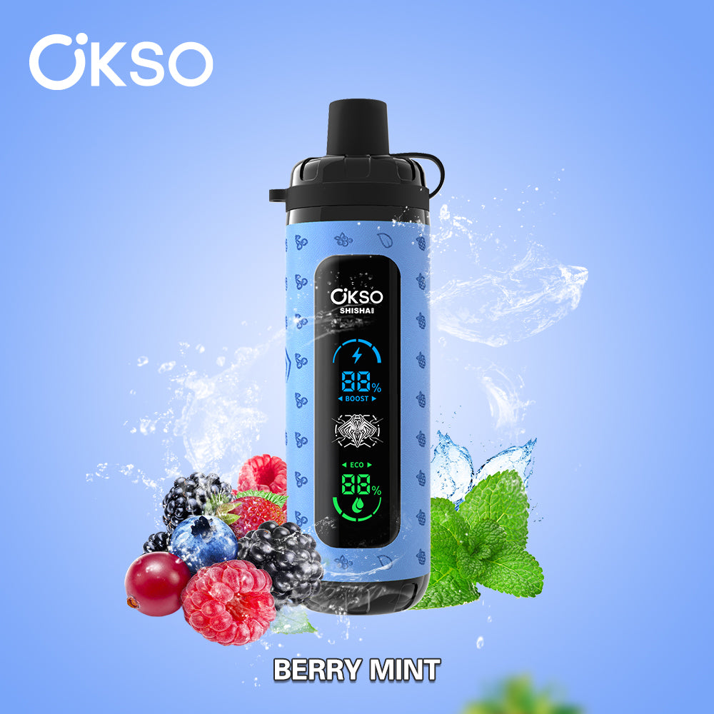 OKSO Shisha Max 40000 Disposable Vape - 40K Puffs, LED Screen, Child Lock